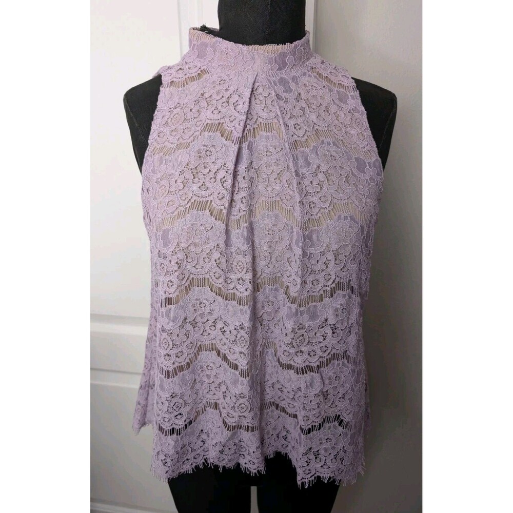 Love, Fire Los Angeles Size Small Mock Neck Lavender Lilac Lace Halter Tank Top